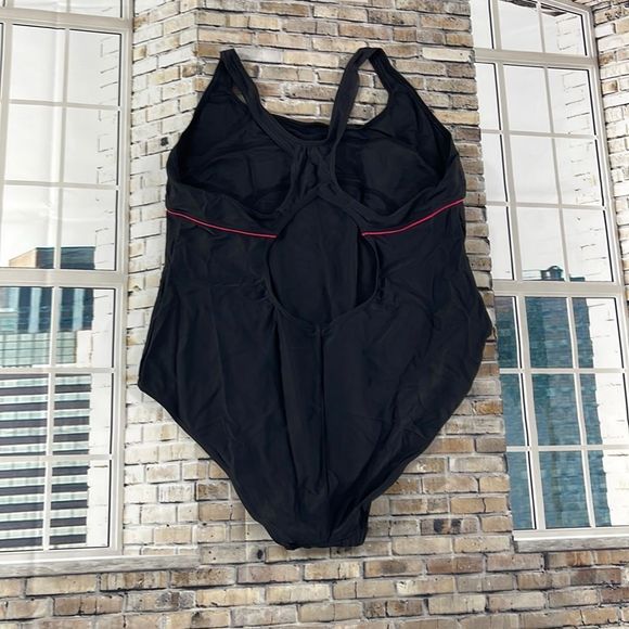 Women's Nabaiji Black/Pink One Piece Non Padded Swimsuit (L) C19 - Picture 2 of 11